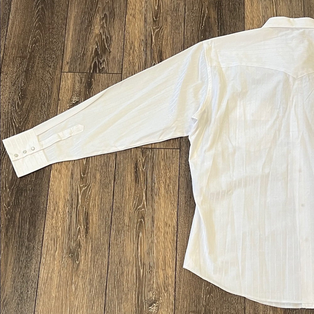 Vintage Wrangler Men's XL White Pearl Snap Button Down Western Shirt - Picture 7 of 13